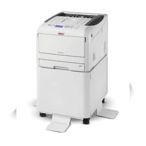 Imprimante OKI 8432WT avec encre blanche pour les applications de transfert textile, objet publicitaires etc...avec meuble